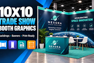 design 10x10 trade show booth graphics, backdrop and exhibition banners