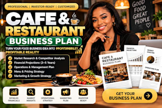 write a professional cafe, restaurant business plan with financial projections