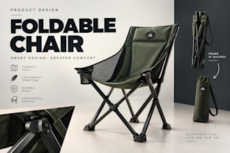 create 3d cad foldable chair design, collapsible chair, foldable chair product