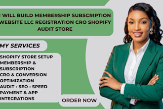 build membership subscription website llc registration cro shopify audit store
