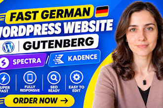 create a fast german wordpress website using gutenberg spectra or kadence blocks