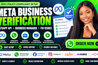 do meta business verification and setup app approval and whatsapp API setup