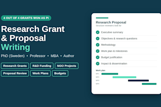 write and edit your research grant proposal and funding proposal