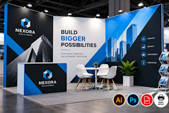 create print ready trade show booth graphics and expo backdrop design