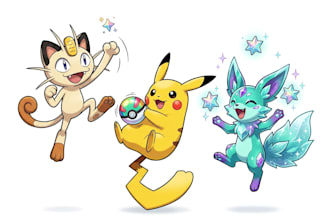 draw cute pokemon or fakemon arts for you