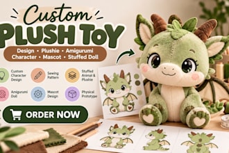 design custom plush toy plushie amigurumi character mascot stuffed doll