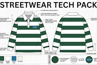 design fashion clothing tech pack accessories for apparel and garment production