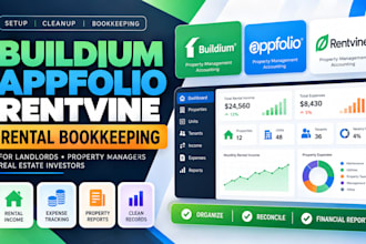setup cleanup and build buildium appfolio rentvine rental bookkeeping