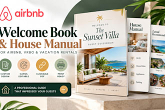 design airbnb welcome book house manual vacation rental guidebook vrbo template
