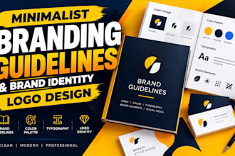do minimalist style branding guideline, brand identity and logo for business