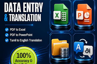do fast data entry, PDF to excel, and tamil english typing