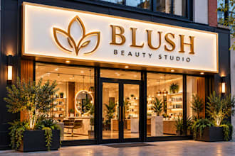 create storefront signage, shop sign, outdoor business signboard for retail shop
