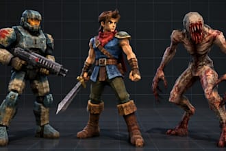create, rig and animate retro ps1 ps2 psx low poly 3d characters