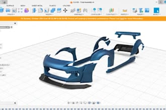 design car body kit in fusion 360, custom wide body kit, bumper, fender, spoiler