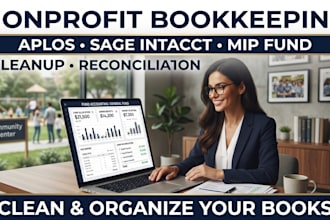do nonprofit bookkeeping, cleanup, reconciliation in aplos sage intacct mip fund