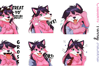 draw custom furry stickers, fursona sticker, anthro sticker, telegram sticker