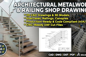 draw architectural metalwork, staircase, and railing shop drawings