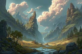 illustrate a surreal landscape or city drawing