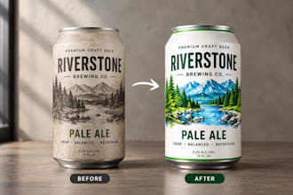 redesign beverage can and bottle labels for wine beer rum spirits vodka tequila