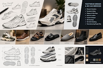 design shoes, sneakers, sandals and footwear with 3d cad for production