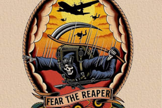 make a vintage paratrooper tattoo logo with custom military illustration