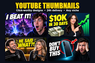 design click worthy youtube thumbnails in 24 hours