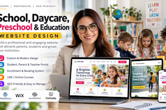 create childcare daycare preschool homecare kindergarten lms education website