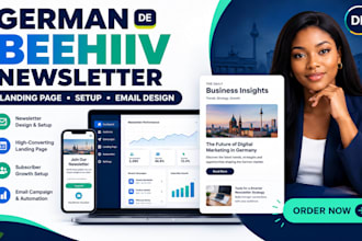 do german beehiiv newsletter, beehiiv landing page, and german beehiiv setup