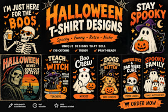 create unique halloween shirt designs for printify and teespring