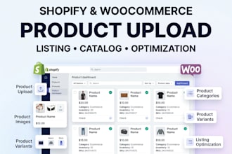 upload products to shopify, woocommerce and optimise product listings