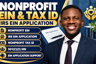 provide nonprofit ein, irs ein appliation nonprofit tax id and charity 501c3 ein