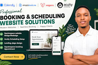 redesign sqaurespace booking page website, setup acuity appointment scheduling