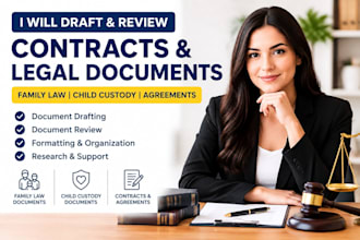 draft and review contracts, agreements, family law and child custody documents