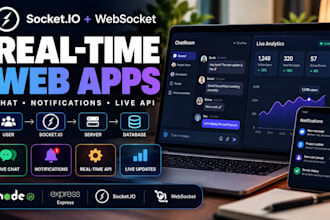 build socket io websocket real time chat notifications and live API