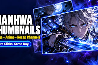 design manhwa thumbnail manga thumbnail and anime thumbnail for youtube recap