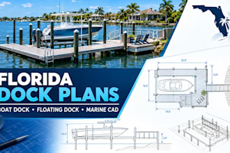 draft florida waterfront dock boat dock deck and marine cad plan