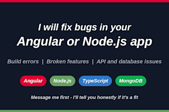 fix bugs and errors in your angular or nodejs app