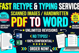 type pdf, scanned images, and handwritten notes to word