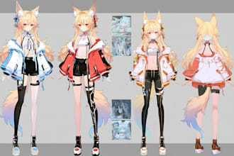 design chibi png tuber model in cute style vtuber for streaming