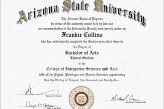 design diploma and university certificate or transcript, high school certificate