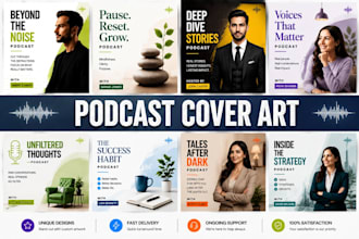 make podcast cover art, banner for apple, spotify, social media, youtube