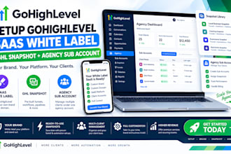 setup gohighlevel saas whitelabel, ghl snapshot and agency sub account