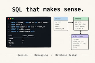 write, debug and explain sql queries for your database
