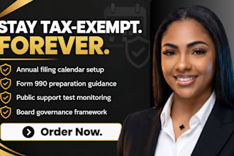 provide 501c3 nonprofit registration and tax exempt compliance