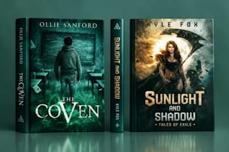 design epic fantasy ebook cover, gothic thriller, sci fi book cover for kdp