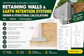 design retaining walls and earth retention systems with structural calcutions