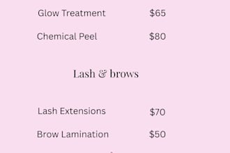 design editable canva price list templates for beauty salons