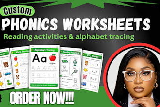 create phonics worksheet reading activity alphabet tracing literacy lessons, kid