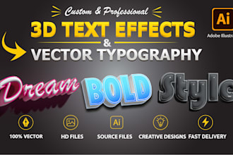 design unique 3d text effects and vector typography