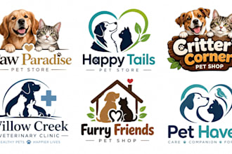 design a professional, pet shop, animal, dog, cat, or veterinary pet store logo
